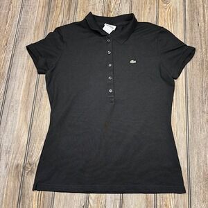 Lacoste Kids Black Short Sleeve Polo Shirt with Croc Logo Size 42